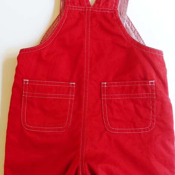 Vintage Gap Red Striped Lined Overalls size 3-6 Months - Picture 7 of 13